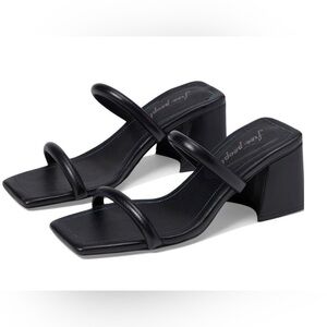 New Free People Parker Double Strap Heeled Sandal in Black Size  37.5 (US 7)